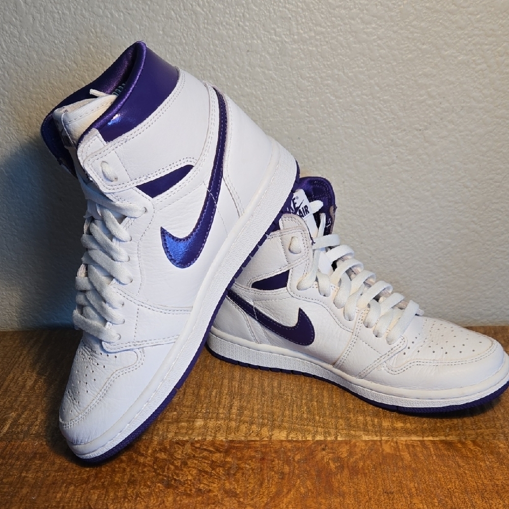 Nike Air Jordan Court Purple White And Purple High-Tops